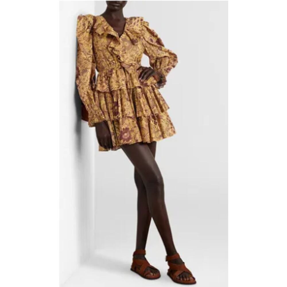 ULLA JOHNSON‎ Lola Tiered Printed Mini Dress Size 0 New with Tags